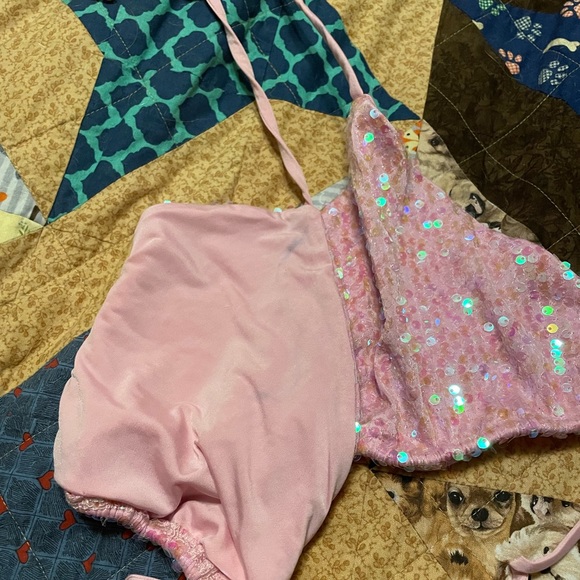 Pink sequin designer swim top - Picture 3 of 3